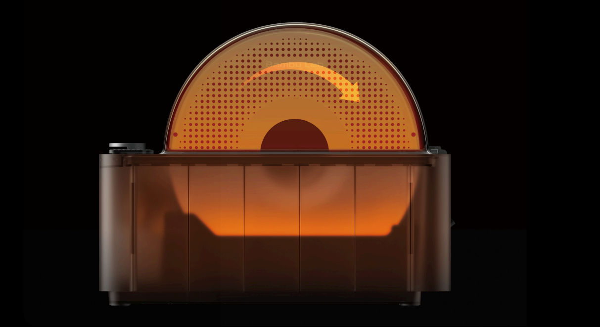 Auto-rotating drying system: the spool rotates automatically during drying for even results