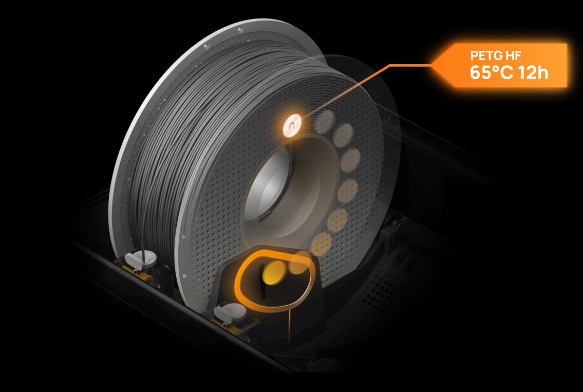 AMS 2 Pro/HT uses RFID to auto-match type, color and drying settings for official Bambu filament